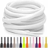 Miscly Schnürsenkel Oval, Reißfest für Sportschuhe, Sneaker und Laufschuhe - 100% Polyester - Ø 6mm (114 cm, Weiß)
