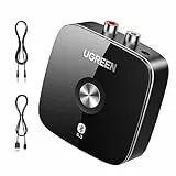 UGREEN Bluetooth Empfänger für Stereoanlage mit 3.5mm RCA Buchse HiFi Receiver Bluetooth 5.3 Receiver mit 3D Surround für Lautsprecher, Verstärker