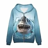 Uourmeti Zip Up Hoodie Graphic Y2k Hooded Sweatshirt Jacke für Frauen XS-5XL, Cooler Hai, S