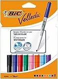BIC Velleda 1741 Whiteboard-Marker, Rundspitze Medium – Mehrfarbig, Trocken Abwischbar, 8er Etui