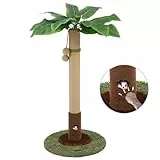 WOOCHPET Kratzbaum mit Sisalseil für Indoor-Katzen, Palmen-Kratzbäume, Pflanzenkratzbaum, interaktiver Ball und Maus, Katzenspielzeug für Erwachsene Katzen und Kätzchen, 88,9 cm hoch, Grün
