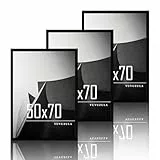 VUVUZULA Bilderrahmen 50x70cm Schwarz Holz Fotorahmen Holzrahmen MDF Rahmen 50x70cm 3er Set