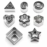 Plätzchen Ausstecher Mini, Kleine Keksausstecher aus Edelstahl, 24 Stck Geometrische Keks Ausstechformen Set, DIY Tools für Backen Fondant