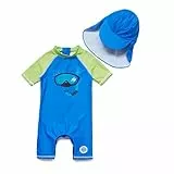BONVERANO Baby Junge EIN stück Kurzärmel-Kleidung UV-Schutz 50+ Badeanzug MIT Einem Reißverschluss (Tauchen, 24-36)