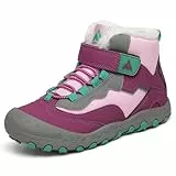 Mishansha Kinder Winterschuhe Warm Gefüttert Jungen Winterstiefel Mädchen Schneeschuhe Leicht Winterboots Rutschfest Outdoor Wanderschuhe, Violett 27 EU
