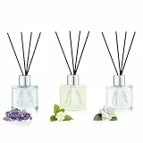 DIUFJAG Raumduft 3 x 50ml Mit 12 Duftstäbchen,Lavendel/Jasmin/Gardenie,Natürlich, Langanhaltend,Home Duft Reed Diffuser Lufterfrischer für Schlafzimmer Büro Badezimmer Regal Dekor