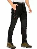 DAFENP Herren Wanderhose Skihose Wasserdicht Softshellhose Winddicht Winter Outdoorhose Snowboardhose Warm Gefüttert Trekkinghose MSKZ1662M-Black2-L