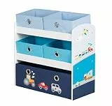 roba Regal und Garderobe 'Rennfahrer' - Spielzeug- & Bücherregal - fahrbar & drehbar - mit Rollen - Blau