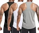 Holure 3er Pack Tank Top Herren, Achselshirts Sport Ärmelloses Shirt Unterhemd Fitness Sleeveless T-Shirt für Training Fitness Bodybuilding Vest Schwarz/Grau/Weiß S