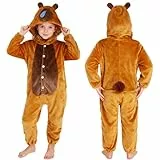 PinkSheep Cartoons Schlafanzug Mädchen Fleece Onesie Kinder Jumpsuit Kinder Mädchen (DE/NL/SE/PL, Alter, 9 Jahre, 10 Jahre, Kapibala)