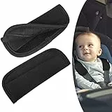 URAQT Baby Sicherheitsgurt Schulterpolster,2 Stück Universal Baby Autositz Gurtpolster Atmungsaktiv Schlafkissen Nackenstütze für Kinder Auto Gurtpolster für Autositze und Kinderwagen(Schwarz)