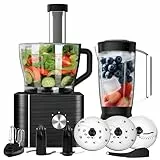 TopStrong Küchenmaschine, 1100W Food Processor, 3.2L Schüssel &1,5L Behälter, Multifunktional mit Hacken, Schneiden, Kneten, Entsaften, 3 Geschwindigkeiten & Pulsfunktion, Schwarz