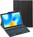 YHFZR Tastatur Hülle für Black-View Tab 90 WiFi/Tab 90/Tab9 WiFi/Tab 16 Pro 11 Zoll, [Deutsches QWERTZ] Ultraslim Hülle mit 7 Farben Beleuchtung Kabellose Tastatur mit Schützhülle, Schwarz