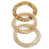 3 Stück Taillenperlen Bauchkette Damen, Sommer Taille Perlenkette Elastische Bauch Perlen Kette Afrikanische Nabelkette Taillenketten Set Bikini Körperkette Schmuckzubehör für Frauen Damen