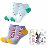 BINXWA Socken ostern,Frauen kurze Baumwolle happy 36-42 Socken,lustige socken damen mit motiv Bunny Osterei,Geeignet für Ostern Zubehör und geschenke