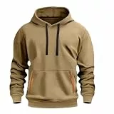 Generisch Herren Kapuzenpullover, einfarbig, locker, übergroß, mit Tasche Kordelzug, Kapuzenpullover Kollektion (Khaki, XXXL)
