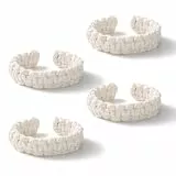 CHUQING Vorhang Raffhalter 4er Set Boho Gardinen Raffhalter für Vorhänge aus Seil Gardinenzubehör für Vintage Vorhänge Weiß