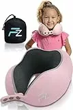 FLOWZOOM Nackenkissen für Kinder ab 3 Jahre - auch für Kindersitz geeignet - einstellbares Memoryfoam Kids-Reisekissen Auto mit weichem & waschbarem Bezug - inkl. Beutel - Rosa, Größe S (ab 3 J.)