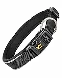 Rudelkönig Hundehalsband Paola - Verstellbares Halsband Hund aus Nylon - Reflektierendes Hundehalsband für mittelgroße und große Hunde in schwarz
