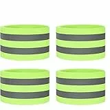 Willingood Doppel Reflektorbänder, 4er Set Reflektierende Sicherheits Armband für Outdoor Jogging, Radfahren, Wandern, Motorrad-Reiten oder Laufen | 40 x 5 CM
