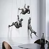 Pevfeciy Wanddeko Wohnzimmer Kletter Skulptur Climbers Figur Deko Wanddekoration für Flur Treppenhaus Minimalistische Wandskulpturen 3 Stück Männer Ornamente