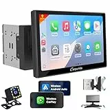 Carpuride YT09S Doppel DIN Autoradio – Kabelloses CarPlay und Android Auto mit Rückfahrkamera, 9-Zoll-HD-Touchscreen, GPS-Navigation, Bluetooth-Musik, Mirror Link, SWC, USB, FM