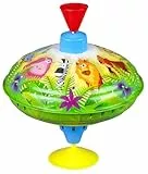 Lena 52263 Brummkreisel Dschungeltiere Ø 16 cm, Metall Schwungkreisel aus Blech, klassischer Pumpkreisel, Blechkreisel mit Tier Motiv, Kreisel mit Standfuss, Spielzeugkreisel für Kinder ab 18 Monate