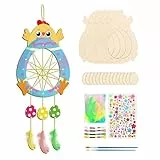 WEDNOK 5 Stück Osterküken Traumfänger Bastelset Ostern Holz Basteln Kinder Küken Kunsthandwerk Dreamcatcher zum Bemalen DIY Osterbasteln Kreativsets Ostergeschenke für Mädchen Junge Frühling Ostern