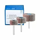 PFERD TOOLS Fächerschleifer-Set F, 3-tlg. / Korund Ø30x15mm Ø40x20mm Ø60x30mm Schaft-ø 6mm A80 / 44498032 – für Feinschliff & Finish mit dem Geradschleifer oder Biegwellenantrieb