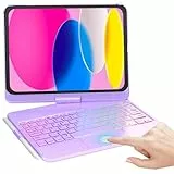MMK Tastatur Hülle für iPad A16 11 Generation 2025/10 Generation 2022(11/10.9 Zoll), 7 Farben Beleuchtung & Multi Touch Trackpad & Auto Schlaf/Wach Funktion, Flip Stand Gehäuse mit Bleistifthalter