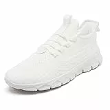 Herren-Turnschuhe, Laufen, Walking, Fitnessstudio, Turnschuhe, Tennis-Sportschuhe, Slipper, lässig, leicht, Joggingschuhe, Farbe: Weiß, 43.5 EU
