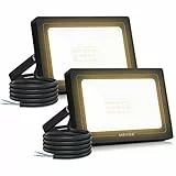 MEIKEE 15W LED Strahler Außen 2 Stücke 1200LM Superhell Außenstrahler IP66 Wasserdicht LED Fluter 2700K Warmweiß Scheinwerfer, Außenlampe für Garten, Innenhöfe, Garage, Hotel, Sportplatz
