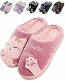 JACKSHIBO Hausschuhe Damen Winter Plüsch Pantoffeln Herren Warm Filzpantoffeln Frauen Bequeme Slippers Unisex Rot 38/39 EU