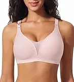 Ganado Modischer Mesh BH Damen Nahtloser BH ohne Bügel Bequem BHS Tiefem V-Ausschnitt Bügellos BHS Soft Bra Gepolstert Bralette (Pink, XL)