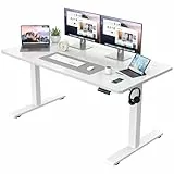 JUMMICO Höhenverstellbarer Schreibtisch KOMPLETTE TISCHPLATTE Elektrischer Schreibtisch Höhenverstellbar mit Memory-Funktion Steh-Sitz Tisch Computertisch 140 x 60 cm Weiß