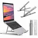 AiTodos® Laptop Ständer, Aluminiumlegierung, Laptop Ständer 6 Gänge Anpassen, Leicht, rutschfest, Faltbarer Tragbarer, Laptopständer - Einfache Wärmeableitung(Grau)