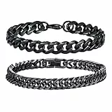 Armband Herren Panzerkette Männerarmband Edelstahl - 2 Stück Armbänder Männer Jungen Glieder Link Kettenarmband 18/19cm, Armkette Hip Hop Rapper Modeschmuck für Papa