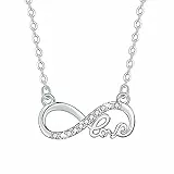 F.ZENI Damen Kette 925 Sterling Silber Halskette Endless Love Kette Unendlichkeit Liebe Schmuck Geschenk für Frauen Mädchen