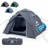 NORDMUT® Wurfzelt 2-4 Personen für blitzschnellen Aufbau – Pop Up Zelt 2-4 Personen wasserdicht & UV-Schutz – Campingzelt mit hervorragender Luftzirkulation (Grau)