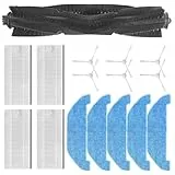 Donkivvy Ersatzteile, kompatibel mit für Neakasa für NoMo N3 RS0100WA Roboter-Staubsaugern, 1 Hauptrollbürste, 5 Wischtücher, 4 HEPA-Filter, 6 Seitenbürsten, 16 Stück