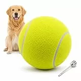 LUOEM Großer Tennisball 24 cm für mittelgroße und große Hunde – Aufblasbarer Spielball mit Luftnadel, Robustes Hundespielzeug für Garten, Strand und Training