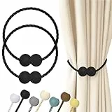 Hion Magnetische Vorhang Raffhalter Schwarz 2 Stück, Vorhang Raffhalter Schnallen Holdbacks Halter Haken Clip für Zuhause Schlafzimmer Büro Dekorativer Vorhang