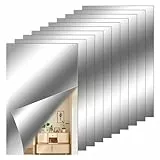 QESSUVNC 10 Stücke Spiegelfolie Selbstklebend Spiegel, Flexibler Klebespiegel Nicht Glas Spiegelfliesen Selbstklebend Fliesenspiegel Wandaufkleber für DIY Hause Badezimmer Wanddekoration (4 x 6 Zoll)