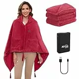 Kintiwe Heizdecke, Elektrische Wärmedecke Heizdecke mit 20000mAh Akku Kabellos, Heizkissen für Nacken und Schulter mit 4 Heizzonen und 3 Temperaturstufen