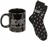 Out of the blue Geschenkset, AC/DC „Back in Black“, Becher und Socken, Becher: Steingut, für 315 ml, Socken: 97% Polyester, 3% Elasthan, Größe: 41-45, in Geschenkkarton mit Fenster