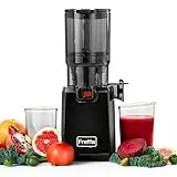 Fretta Entsafter Slow Juicer, Entsafter Gemüse und Obst Testsieger, 135MM Öffnung & 1,8L Juicer Machine mit Umkehrfunktion, Einfache Installation, Leicht zu Reinigen, 100% BPA Frei (Mattschwarz)