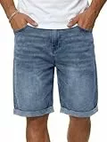 Runcati Jeans Shorts Herren Regular Fit Kurze Hosen Männer Sommer Stretch Bermuda Shorts Denim Einfarbig Baumwolle Freizeithose Hellblau XXL