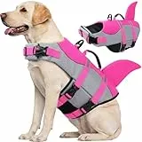 CITÉTOILE Schwimmweste Hunde Hai, Leicht und Sicher für Wassersport, hundeschwimmweste mit Griff und Reflektierend für Kleine Mittlere und Große Hunde, Rosa, XL