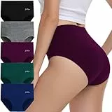 IceReco Unterhosen Damen Bauchweg High Waist Unterhose Damen Baumwolle Unterwäsche Frauen Set 5er Pack Slip Schlüpfer Panties Briefs Underwear Stretch Atmungsaktiv Weich Schwarz Grau Rot Blau Grün XL
