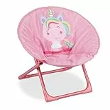 Relaxdays Moonchair Kinder, Einhorn, faltbar, HxBxT: 47 x 50 x 48 cm, Kinderstuhl draußen & drinnen, Kindersessel, pink